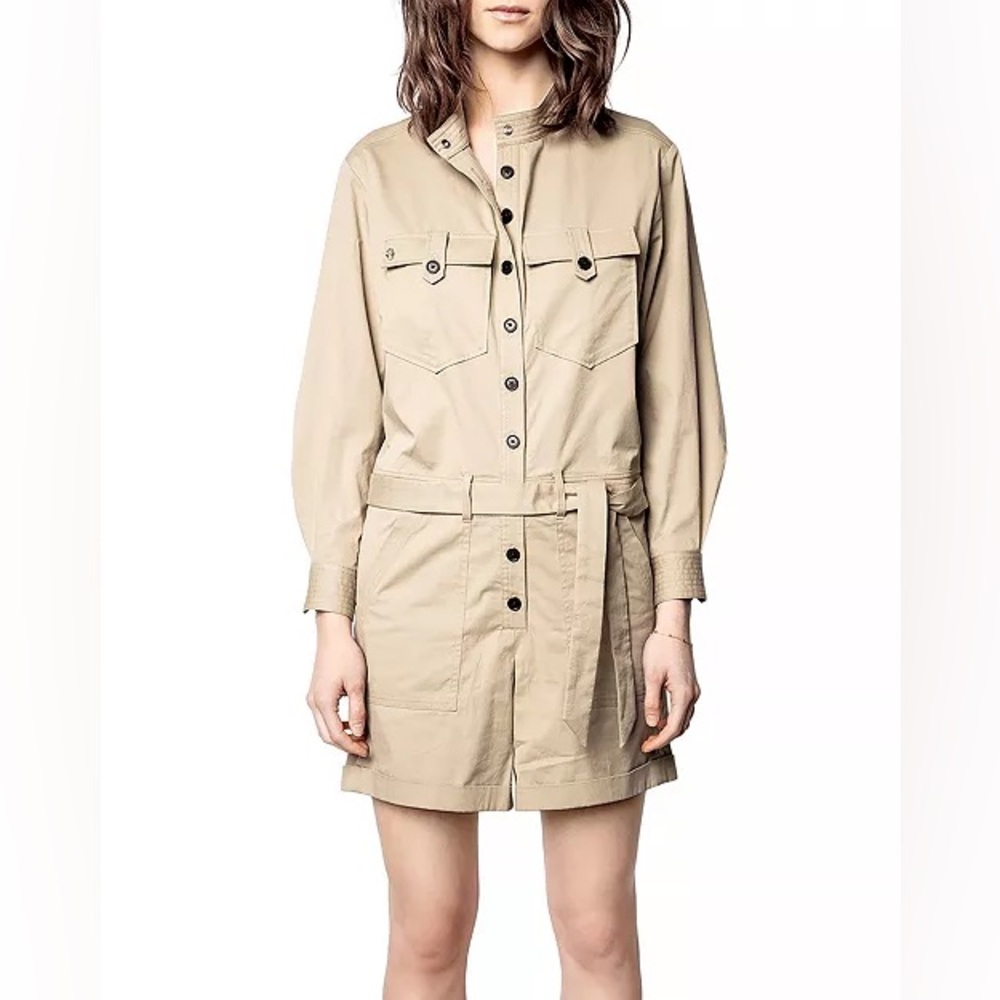 NWT Zadig & Voltaire Cooki Twill Cotton Mackintosh Utility Romper Size M - Picture 2 of 8